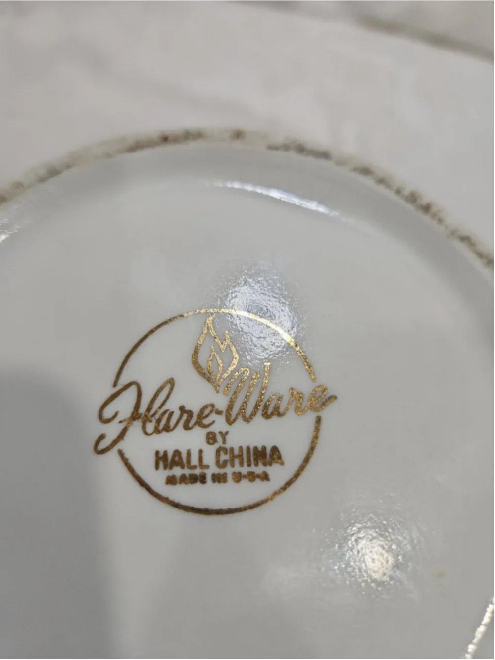 Vintage Flare Ware Hall China Lidded Cookie Jar Canister Atomic Stars Gold Lace